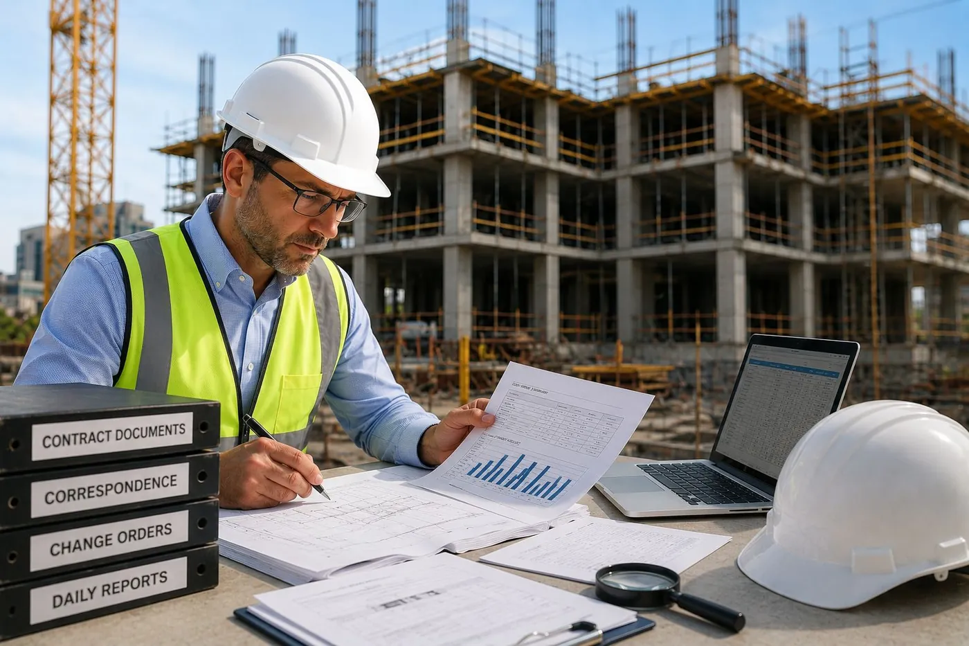 Construction claim documentation reviewed on an active Florida job site