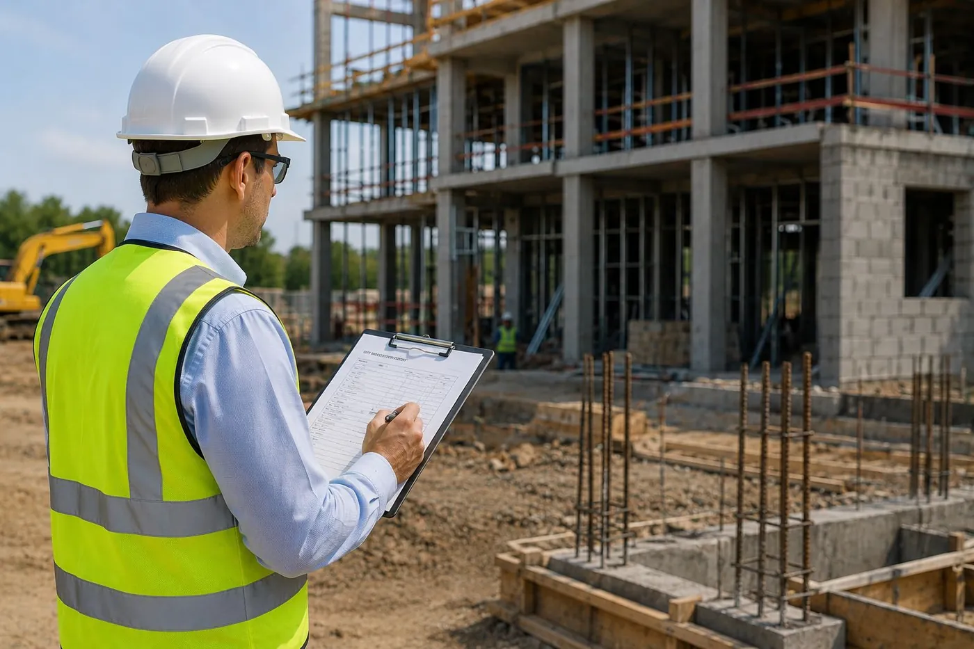 Construction site inspection of a Florida home under construction