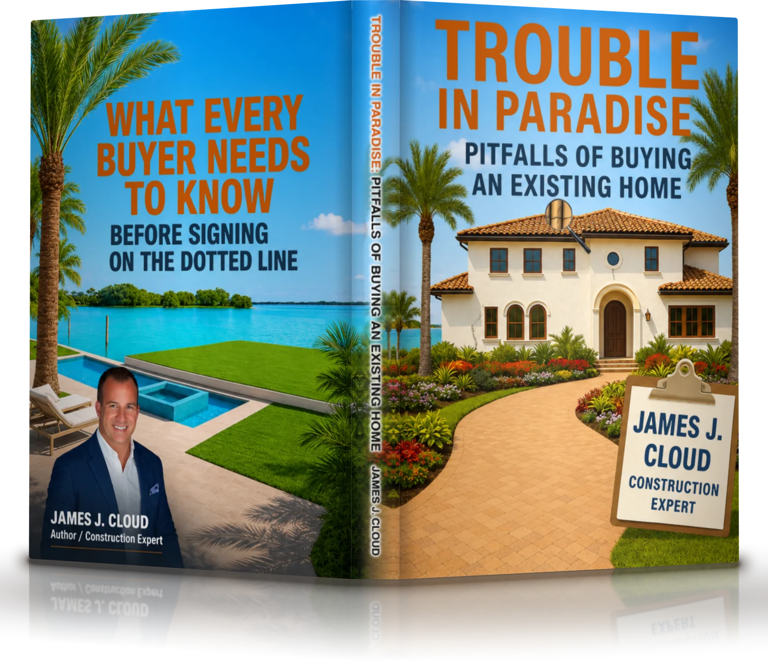 Trouble in Paradise: Pitfalls of Buying an Existing Home, by James J. Cloud - front cover, spine and back cover