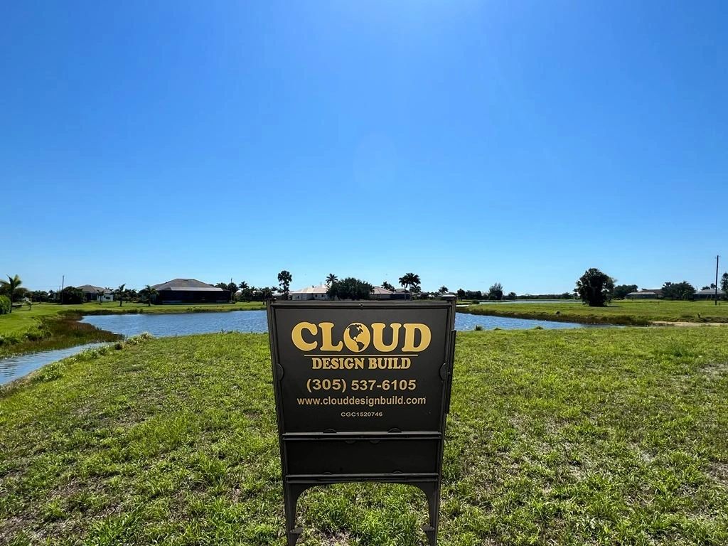 Cloud Design Build sign for a custom home in Burnt Store Lakes, Punta Gorda